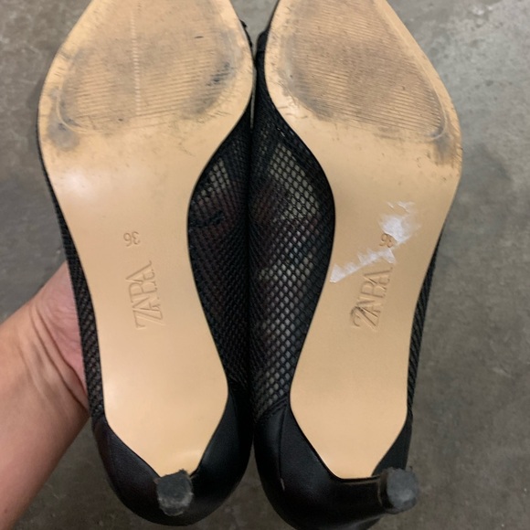 Zara witchy whimsigoth kitten heels pointed toe mesh heels vampy - Picture 6 of 6